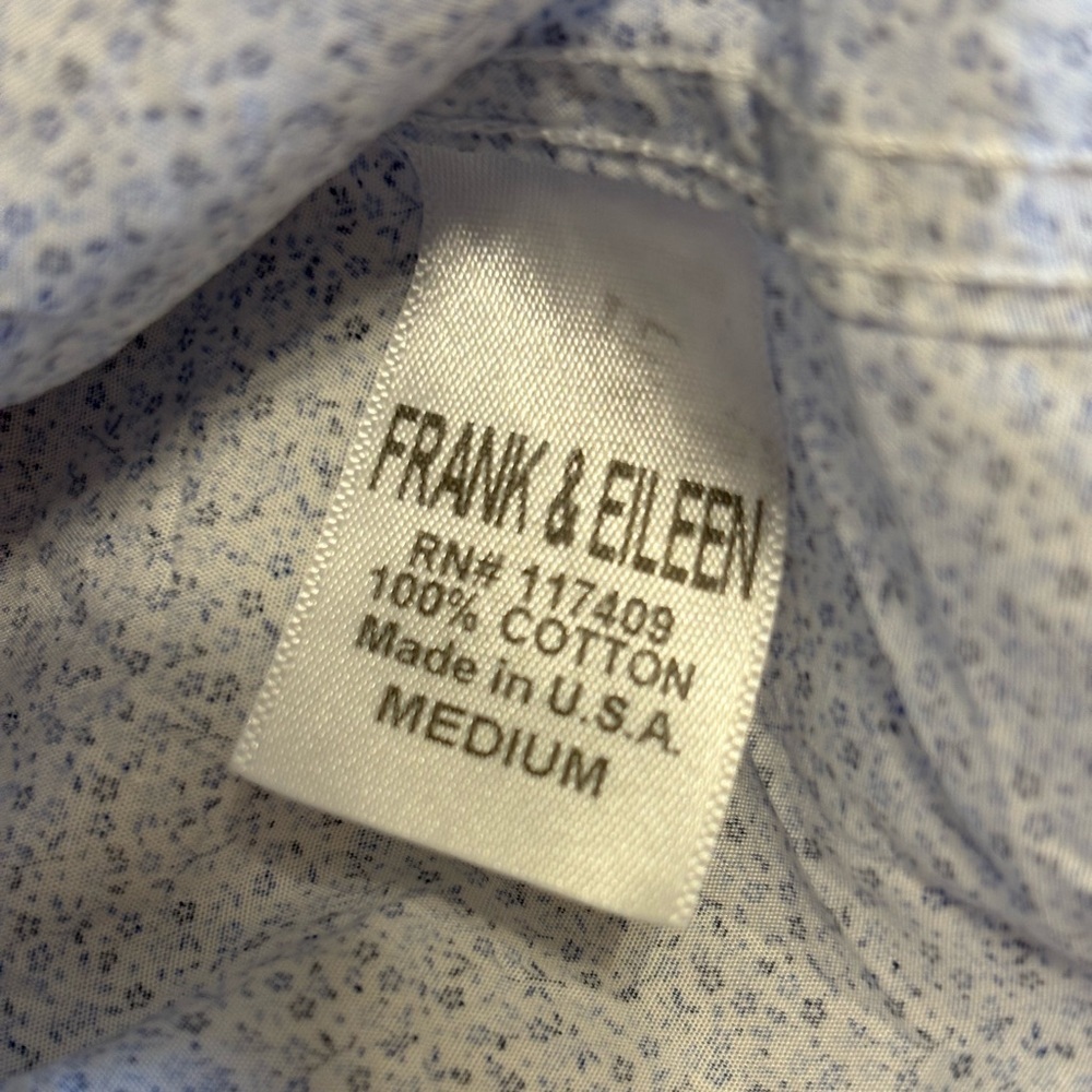 F&E Barry Shirt M Barneys New York Exclusive Blue Micro Ditsy Floral Button‑Down - Picture 8 of 9